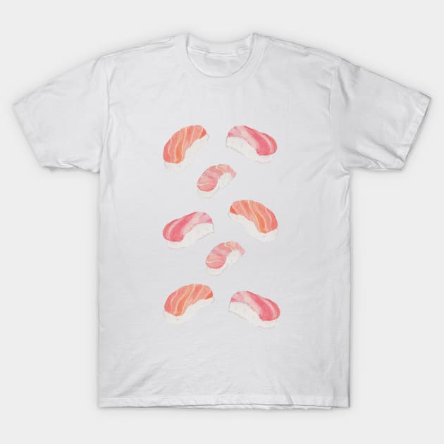 Sushi Pattern T-Shirt by latheandquill